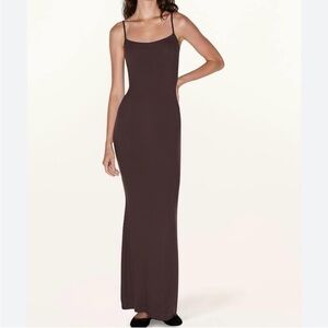 SKIMS brown long slip maxi dress SIZE Small